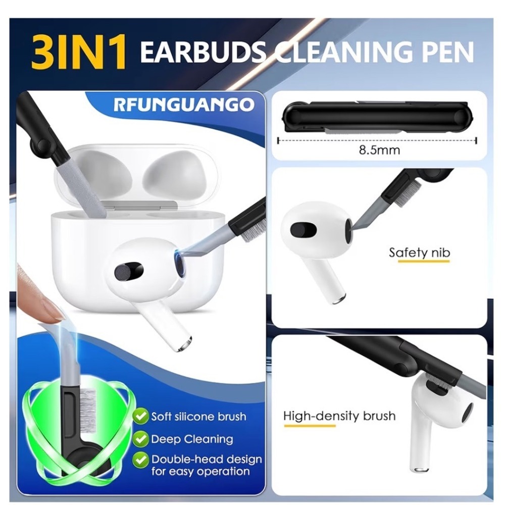 RFUNGUANGO Green Camo Rugged Case for AirPods 2nd 3rd Gen with Lock Cleaning Pen - Picture 7 of 8